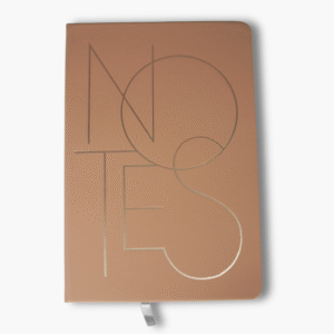 Beige A5 hardcover notebook with gold foil NOTES lettering