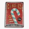 Retro-inspired softcover journal with a candy cane design in red and turquoise, featuring the word "Candy" in vintage typography, perfect for creatives and journaling enthusiasts.