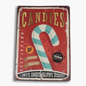 Retro-inspired softcover journal with a candy cane design in red and turquoise, featuring the word "Candy" in vintage typography, perfect for creatives and journaling enthusiasts.