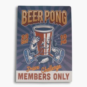 Retro-style Beer Pong journal with cartoon red solo cup.