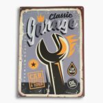 Softcover garage-themed journal with vintage spanner design and distressed “Garage” text on the cover, in orange and grey tones.