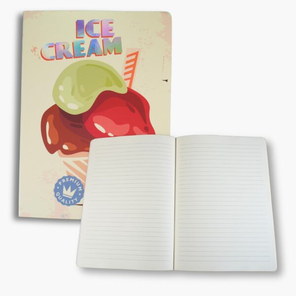 Lined pages of the Ice Cream Cup Journal.