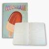 Interior of Ice Cream Journal with red and white cover, showing lined pages.