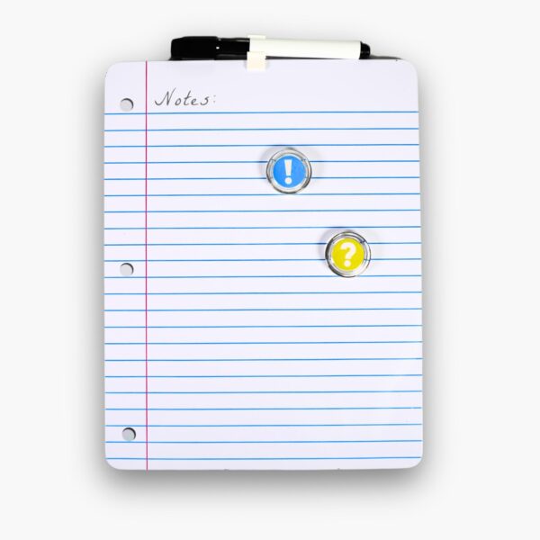 Whiteboard with notebook line background and “Notes” text.