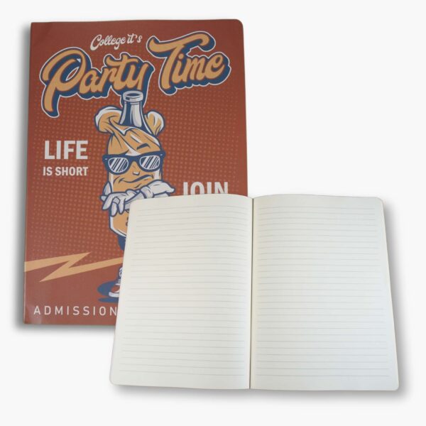 Lined interior pages of the Party Time Journal.