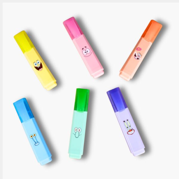 Zoomed-in shot of the character faces on the highlighters.