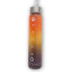 750 ml ombre orange, yellow & black water bottle with hourly time stamps – full view