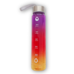 750 ml ombre purple, red & yellow bottle with hydration markers – full view