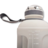 Close-up showing ml tracking scale on grey hydration bottle