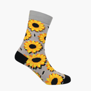Full: Grey socks with sunflower pattern by Sock Doctor