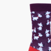 Close-up: Close-up of white dog design on mauve socks