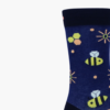 Close-up: Close-up of bee and sparkle pattern on navy socks