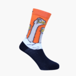 Full: Orange and black socks with ostrich design by Sock Doctor